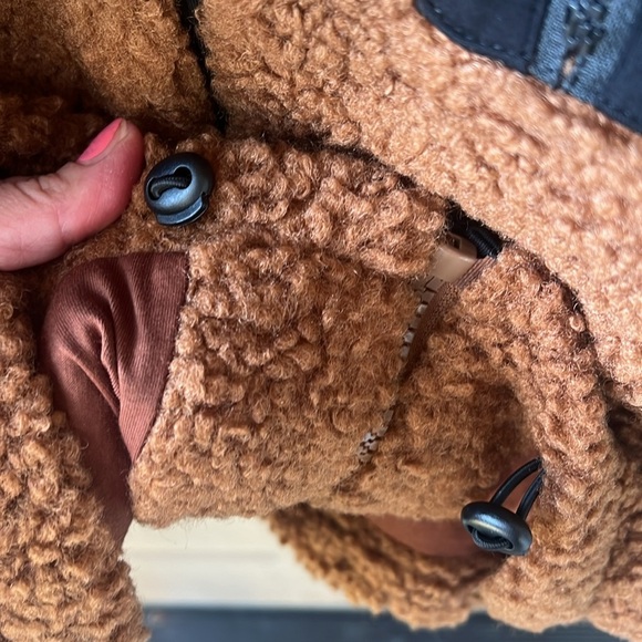 Another Love Rust & Black Sz L Sherpa Teddy Zip Up Jacket - Picture 11 of 11